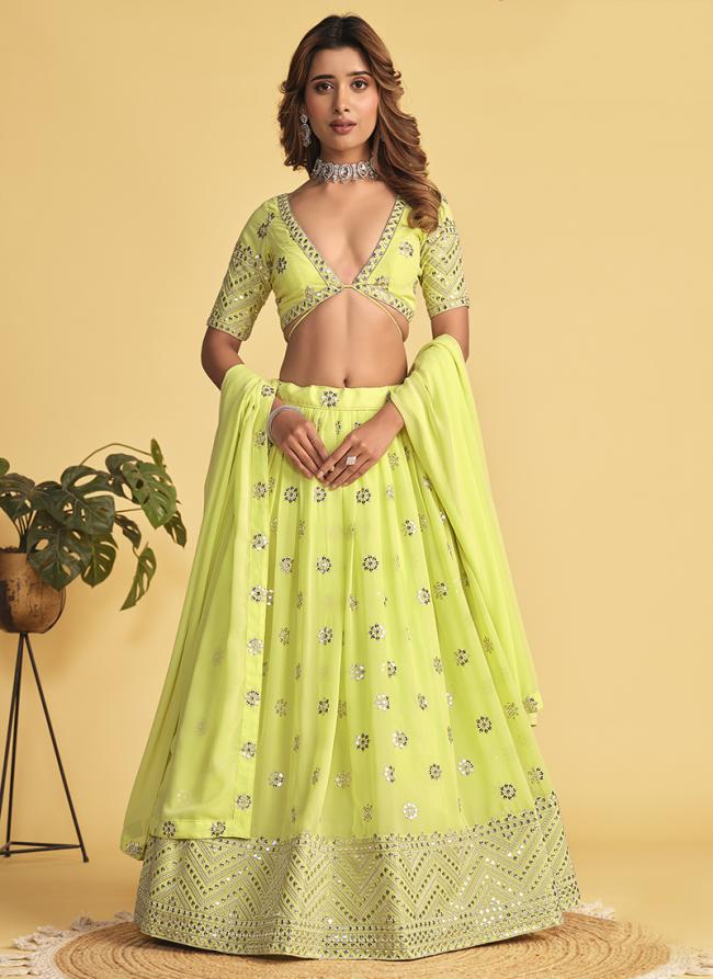 Georgette Neon Party Wear Sequins Work Lehenga Choli